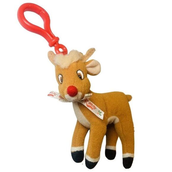 1999 Prestige Rudolph the Red Nosed Reindeer Mini Clip-On Plush Stuffed Toy 4” - Picture 2 of 5